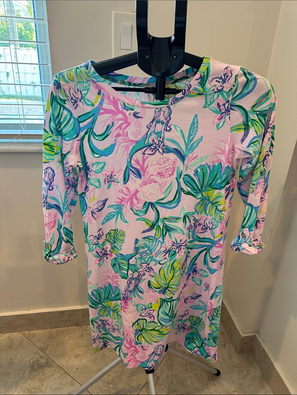 Lilly Pulitzer Pastel Swirl Floral Dress in Pink, Aqua & Lime